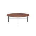 **Table basse ronde en bois massif avec pieds en métal**