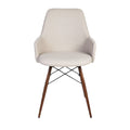 **Chaise moderne en tissu beige avec pieds en bois**