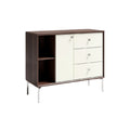 **Meuble de rangement en bois avec portes blanches et tiroirs**